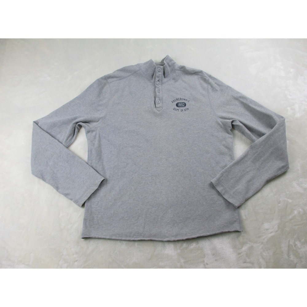 Abercrombie & Fitch Shirt Mens Extra Large Gray Long Sleeve Muscle Henley Y2K*